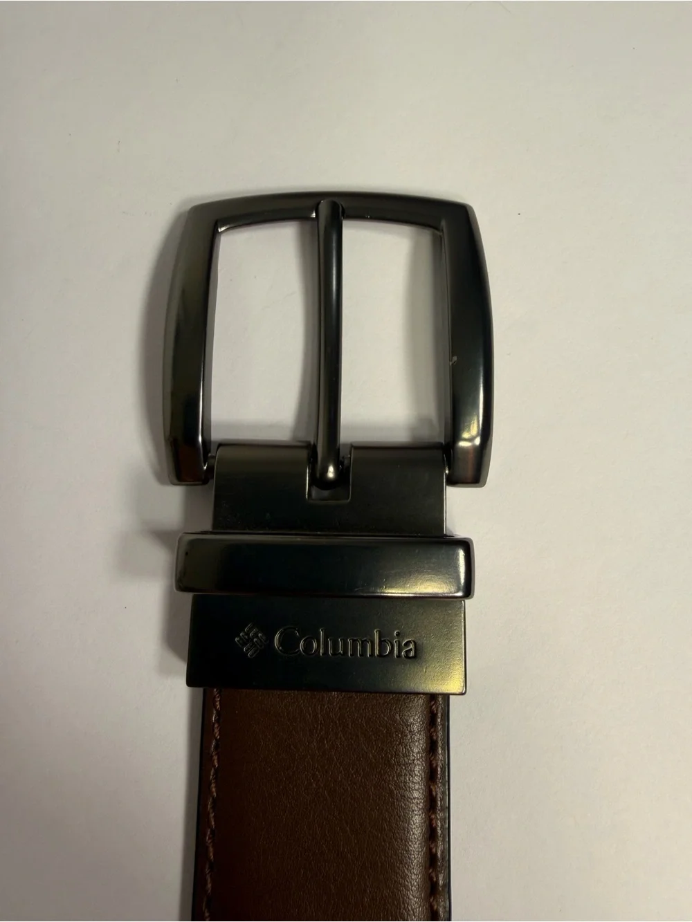 Men's Columbia Reversible Synthetic Leather Dress Belt with Metal Buckle